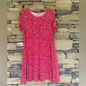 Old Navy size large red floral knit dress